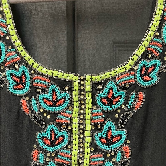 Lucky & Coco Beaded black Coverup/ Tunic Sheer Stunning Colorful Hand Beading - Picture 12 of 12